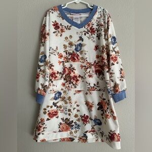 Bonnie Jean Floral Print Dress - Cream, Red, Blue